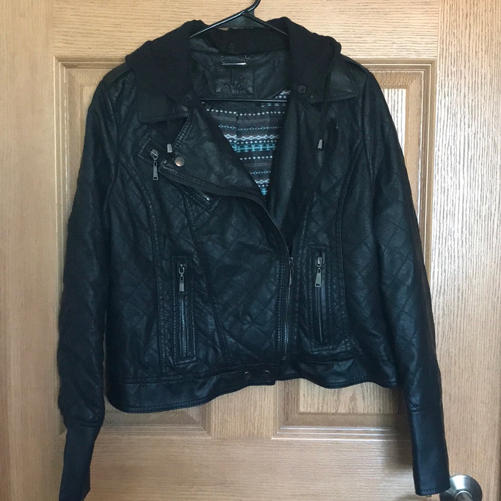 Quilted faux leather moto jacket